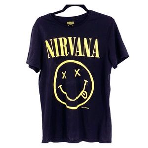 Nirvana smiley black yellow band t shirt large